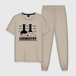 Пижама хлопковая мужская CHEMISTRY химия, цвет: миндальный