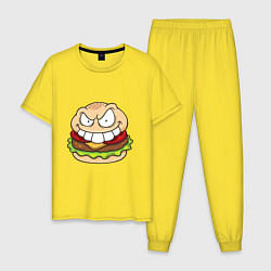 Пижама хлопковая мужская Страшный Бургер, цвет: желтый