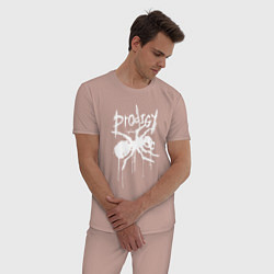 Пижама хлопковая мужская Draw white logo - Ant, цвет: пыльно-розовый — фото 2