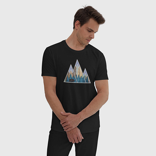 Мужская пижама Деревянные горы / Черный – фото 3