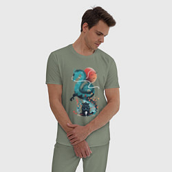 Пижама хлопковая мужская История Тихоро и Хаку, цвет: авокадо — фото 2