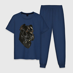Пижама хлопковая мужская Портрет Кане-корсо, цвет: тёмно-синий