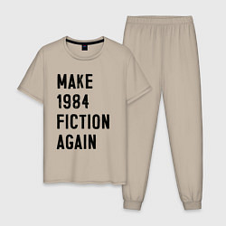 Пижама хлопковая мужская Сделайте 1984 снова литературой, цвет: миндальный