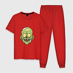 Пижама хлопковая мужская Весёлый Зомби, цвет: красный