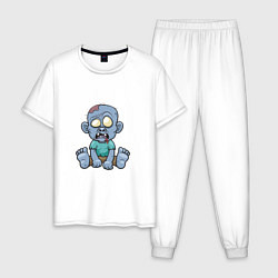 Пижама хлопковая мужская Baby Zombie, цвет: белый