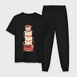 Пижама хлопковая мужская Геншин импакт chibi clee, цвет: черный