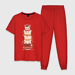 Пижама хлопковая мужская Геншин импакт chibi clee, цвет: красный