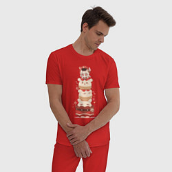 Пижама хлопковая мужская Геншин импакт chibi clee, цвет: красный — фото 2