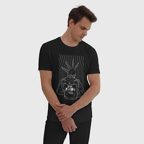Мужская пижама Sex Pistols с логотипом на спине / Черный – фото 3