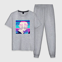 Пижама хлопковая мужская Sad Boy Anime Style, цвет: меланж