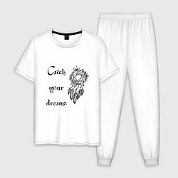Пижама хлопковая мужская Catch your dreams, цвет: белый