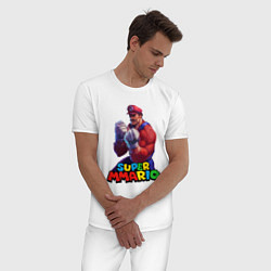 Пижама хлопковая мужская Супер Ммарио Супер Марио ММА, цвет: белый — фото 2