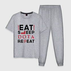 Пижама хлопковая мужская Надпись: Eat Sleep Dota Repeat, цвет: меланж