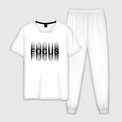 Пижама хлопковая мужская FOCUS: BLACK, цвет: белый