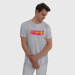 Пижама хлопковая мужская Sex Pistols Yellow-Pink Logo, цвет: меланж — фото 2