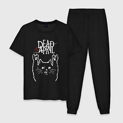 Пижама хлопковая мужская Dead by April Рок кот, цвет: черный