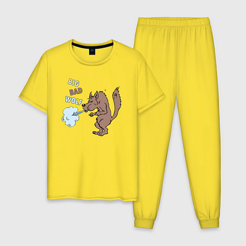 Мужская пижама Большой злой волк из сказки Три Поросенка / Желтый – фото 1