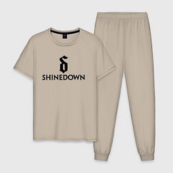 Пижама хлопковая мужская Shinedown лого с эмблемой, цвет: миндальный