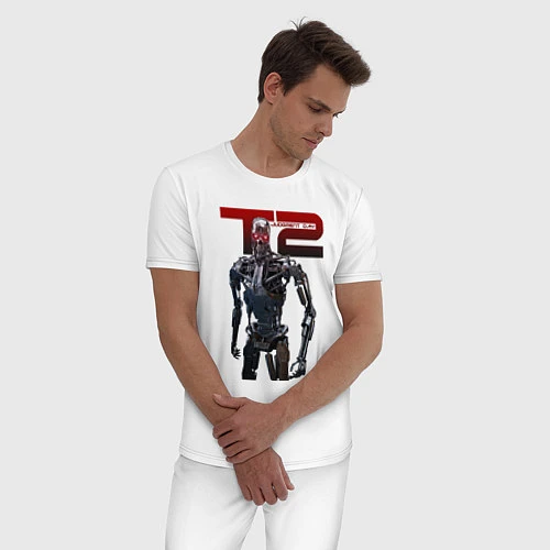 Мужская пижама Terminator 2 - T800 / Белый – фото 3