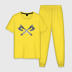 Пижама хлопковая мужская Скрещенные славянские топоры, цвет: желтый