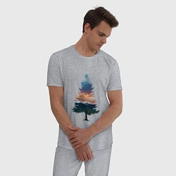 Пижама хлопковая мужская Лес в ёлке, цвет: меланж — фото 2