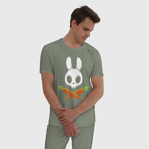 Мужская пижама Череп кролика с двумя морковками / Авокадо – фото 3