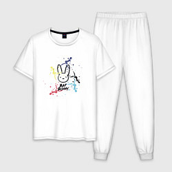 Пижама хлопковая мужская Bad Bunny Color, цвет: белый