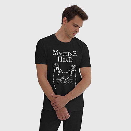 Мужская пижама Machine Head Рок кот / Черный – фото 3