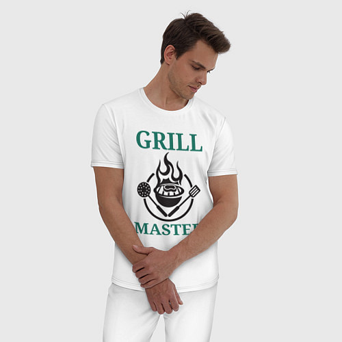 Мужская пижама Гриль мастер текст Grill master / Белый – фото 3