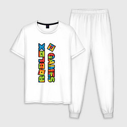 Пижама хлопковая мужская Roblox Lego Game, цвет: белый
