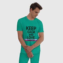 Пижама хлопковая мужская Keep calm Sarov Саров цвета зеленый — фото 2