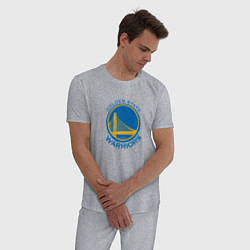 Пижама хлопковая мужская Голден Стэйт Уорриорз NBA, цвет: меланж — фото 2