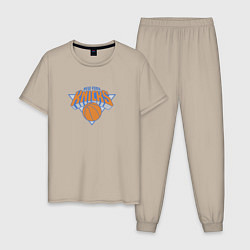 Пижама хлопковая мужская Нью-Йорк Никс NBA, цвет: миндальный