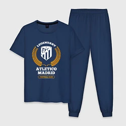 Пижама хлопковая мужская Лого Atletico Madrid и надпись Legendary Football, цвет: тёмно-синий