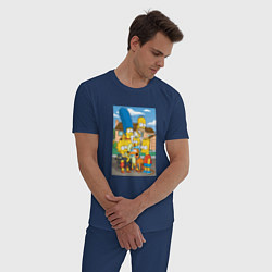 Пижама хлопковая мужская Любимые Симпсоны, цвет: тёмно-синий — фото 2