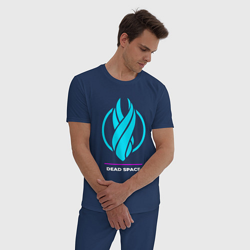 Мужская пижама Символ Dead Space в неоновых цветах / Тёмно-синий – фото 3