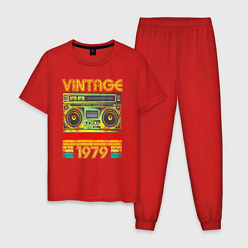 Мужская пижама Винтаж 1979 аудиомагнитофон / Красный – фото 1