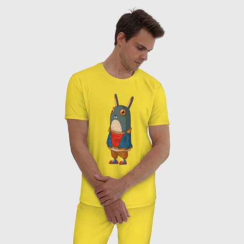 Мужская пижама Забавный кролик / Желтый – фото 3