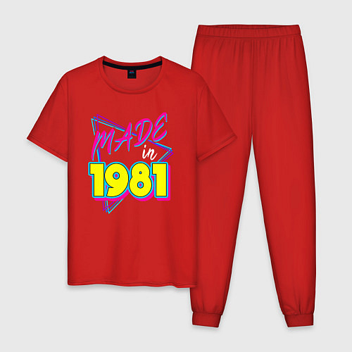 Мужская пижама Сделано в 1981 в стиле киберпанк / Красный – фото 1