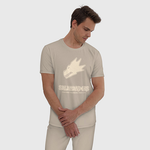 Мужская пижама Саламандры лого винтаж / Миндальный – фото 3