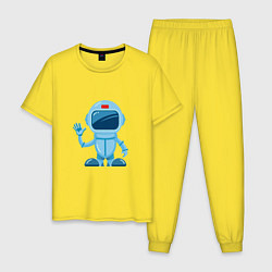 Пижама хлопковая мужская Blue Spaceman, цвет: желтый