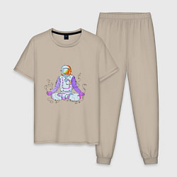 Пижама хлопковая мужская Space Relax, цвет: миндальный