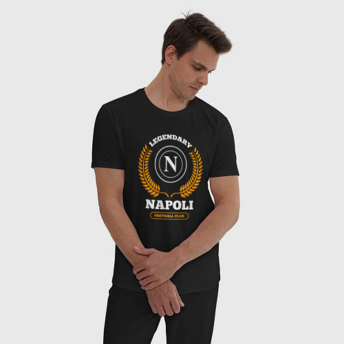 Мужская пижама Лого Napoli и надпись Legendary Football Club / Черный – фото 3