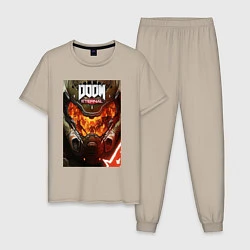 Пижама хлопковая мужская Doom eternal - poster, цвет: миндальный