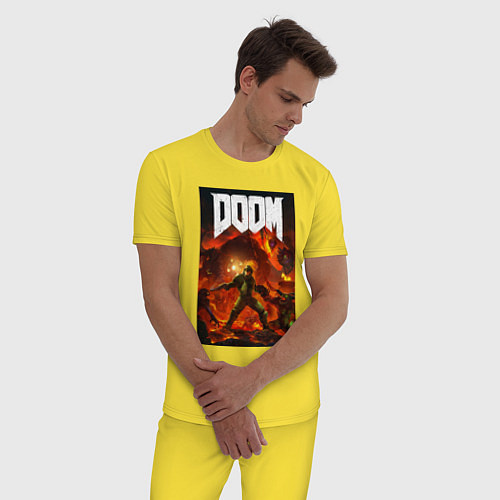 Мужская пижама Doom slayer - hell / Желтый – фото 3
