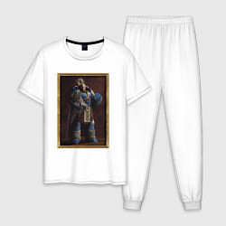 Пижама хлопковая мужская Портрет Робаута Жиллимана в раме, цвет: белый