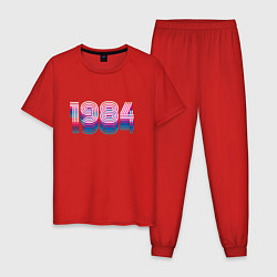Пижама хлопковая мужская 1984 Год Ретро Неон, цвет: красный