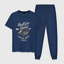 Пижама хлопковая мужская Vintage Moto, цвет: тёмно-синий