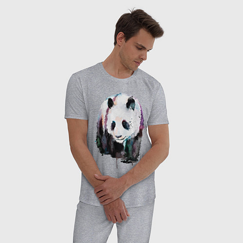 Мужская пижама Панда - акварель / Меланж – фото 3