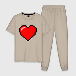 Мужская пижама Пиксельное сердце-здоровье - Красный